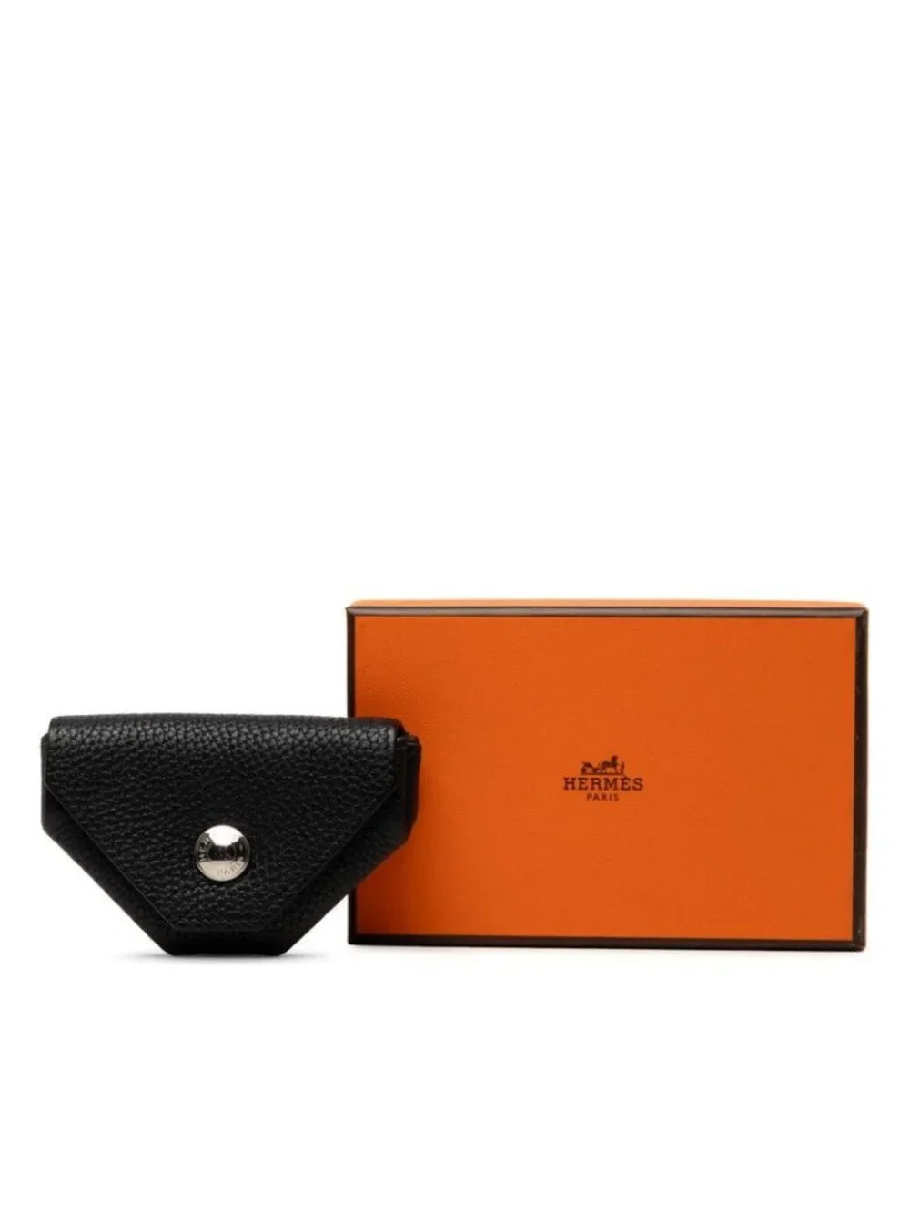 Hermes Levain Quatre Coin Purse Black Silver Chevre